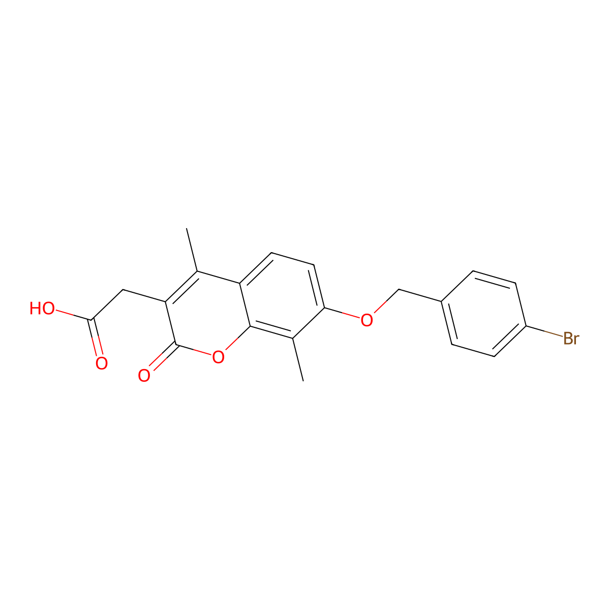 {7-[(4-bromobenzyl)oxy]-4,8-dimethyl-2-oxo-2H-chromen-3-yl}acetic acid molecular structure, CAS 858743-95-0