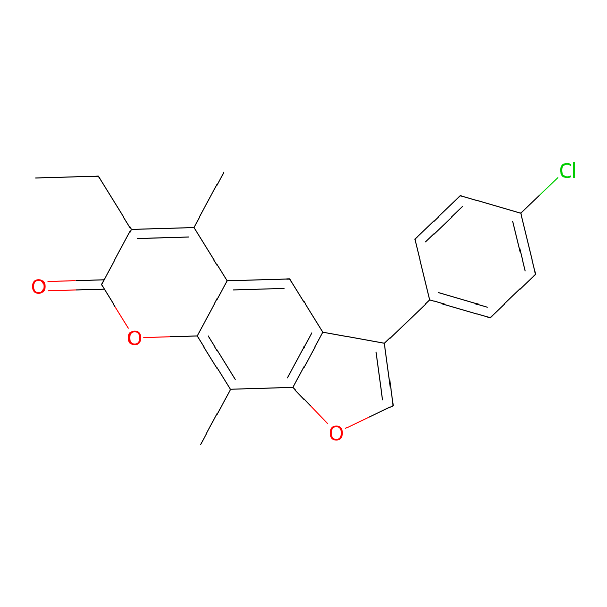 3-(4-chlorophenyl)-6-ethyl-5,9-dimethyl-7H-furo[3,2-g]chromen-7-one molecular structure, CAS 858744-08-8