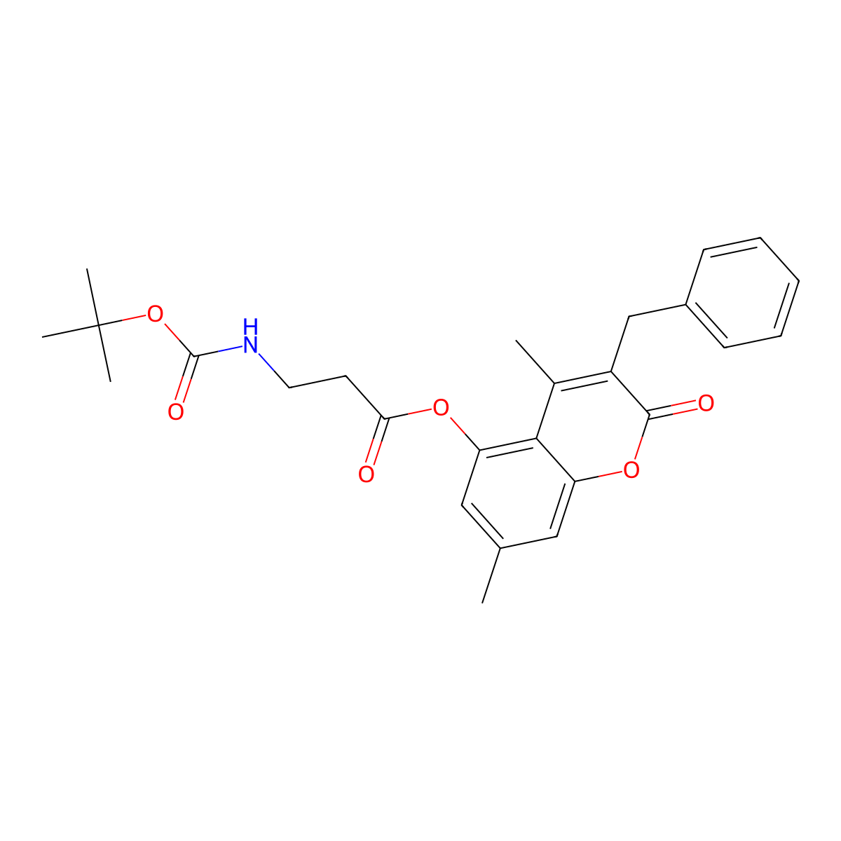 3-benzyl-4,7-dimethyl-2-oxo-2H-chromen-5-yl N-(tert-butoxycarbonyl)-beta-alaninate molecular structure, CAS 858744-19-1