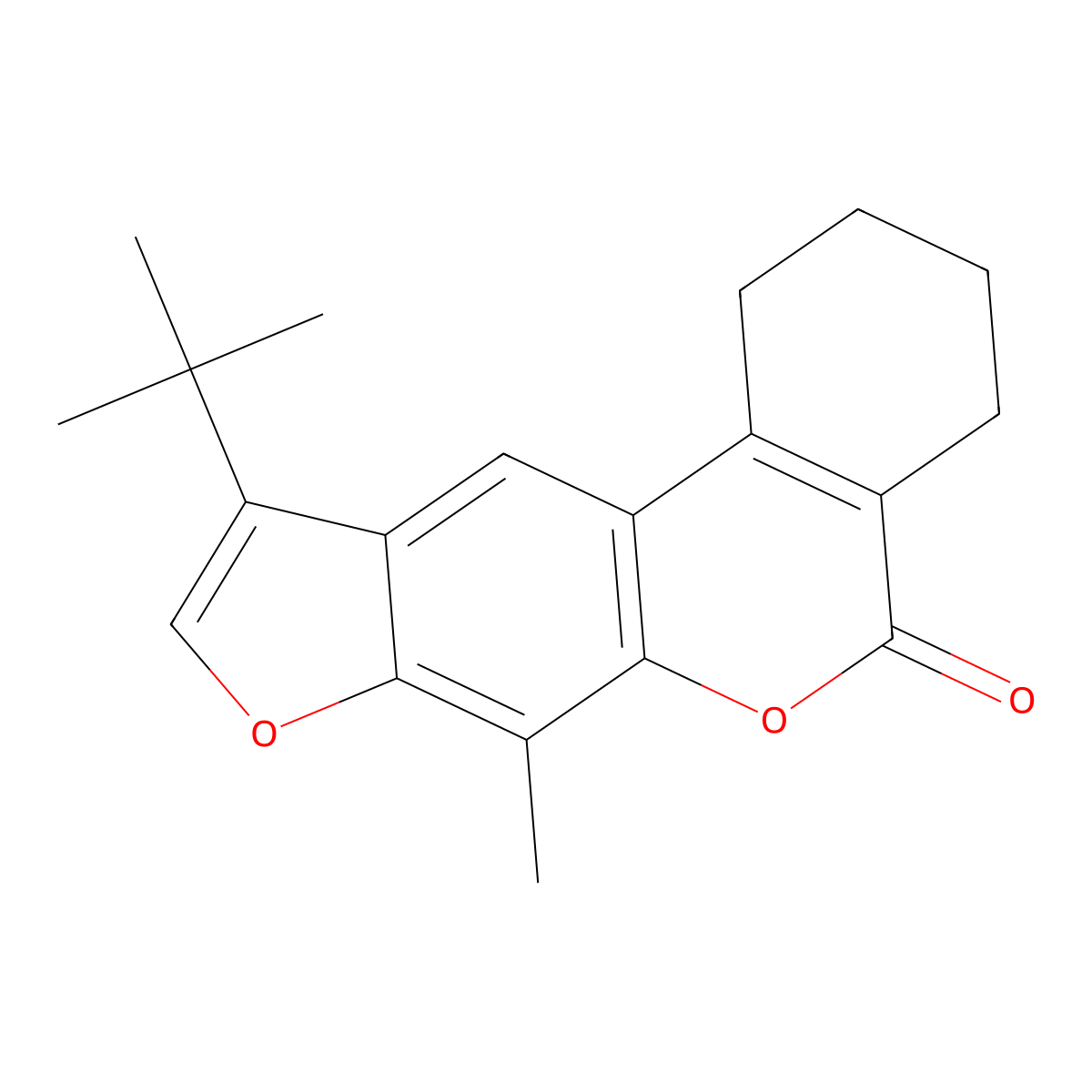 10-tert-butyl-7-methyl-1,2,3,4-tetrahydro-5H-benzo[c]furo[3,2-g]chromen-5-one molecular structure, CAS 858744-35-1
