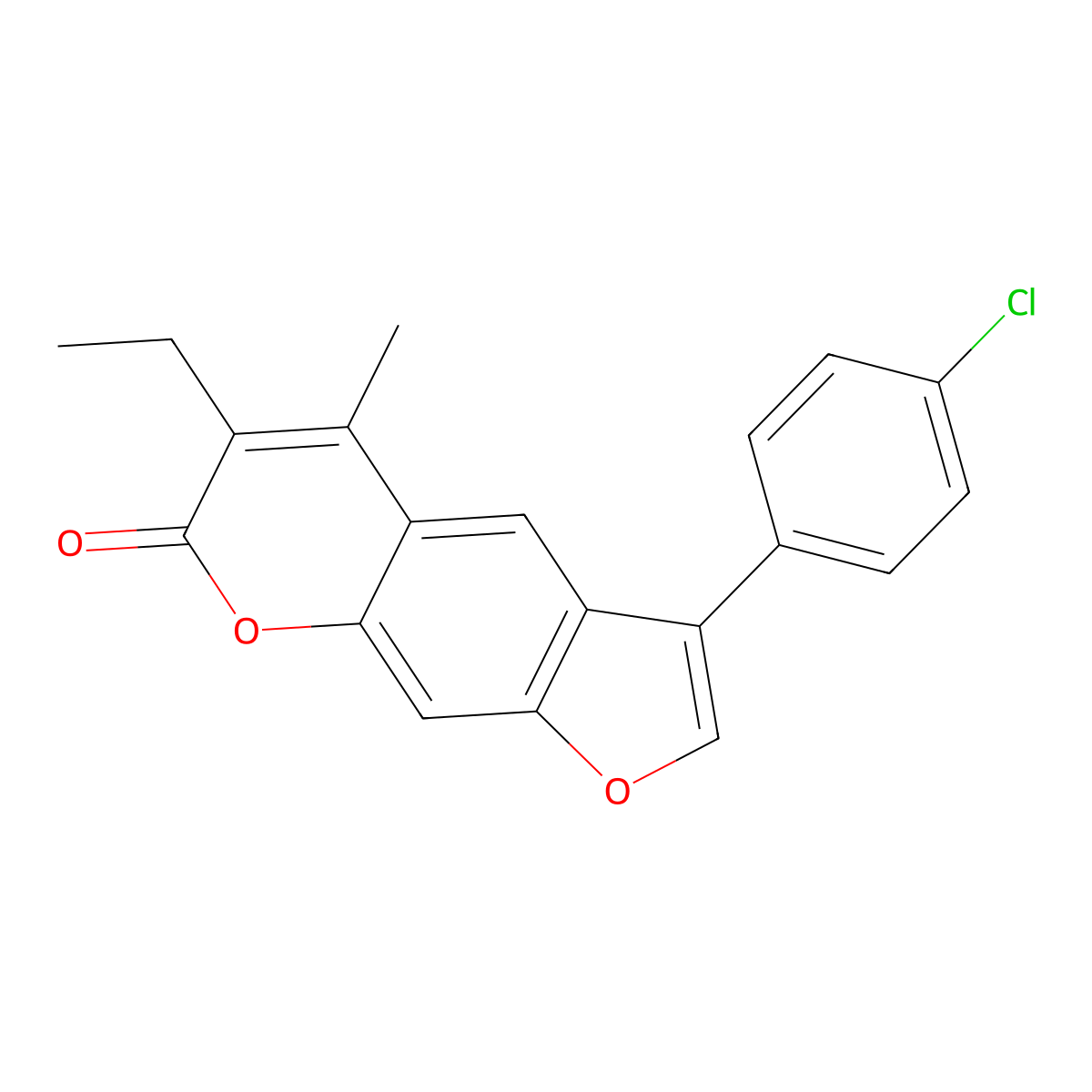 3-(4-chlorophenyl)-6-ethyl-5-methyl-7H-furo[3,2-g]chromen-7-one molecular structure, CAS 858744-36-2