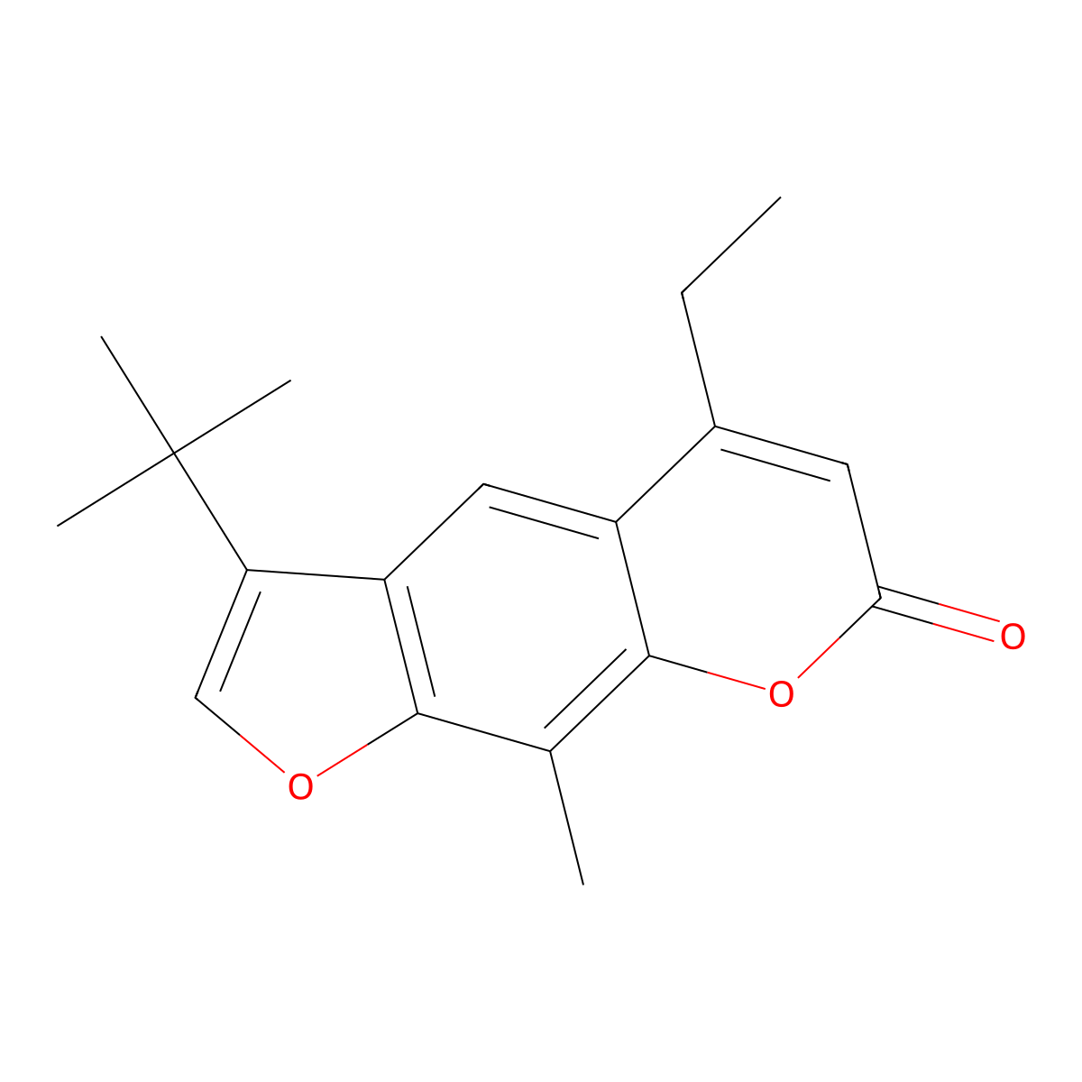 3-tert-butyl-5-ethyl-9-methyl-7H-furo[3,2-g]chromen-7-one molecular structure, CAS 858744-38-4