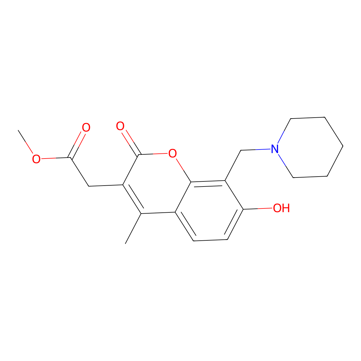 methyl [7-hydroxy-4-methyl-2-oxo-8-(piperidin-1-ylmethyl)-2H-chromen-3-yl]acetate molecular structure, CAS 858744-43-1