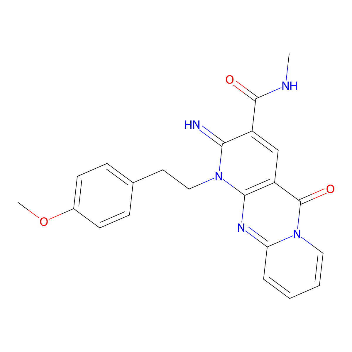 6-imino-7-[2-(4-methoxyphenyl)ethyl]-N-methyl-2-oxo-1,7,9-triazatricyclo[8.4.0.0^{3,8}]tetradeca-3(8),4,9,11,13-pentaene-5-carboxamide molecular structure, CAS 858744-48-6