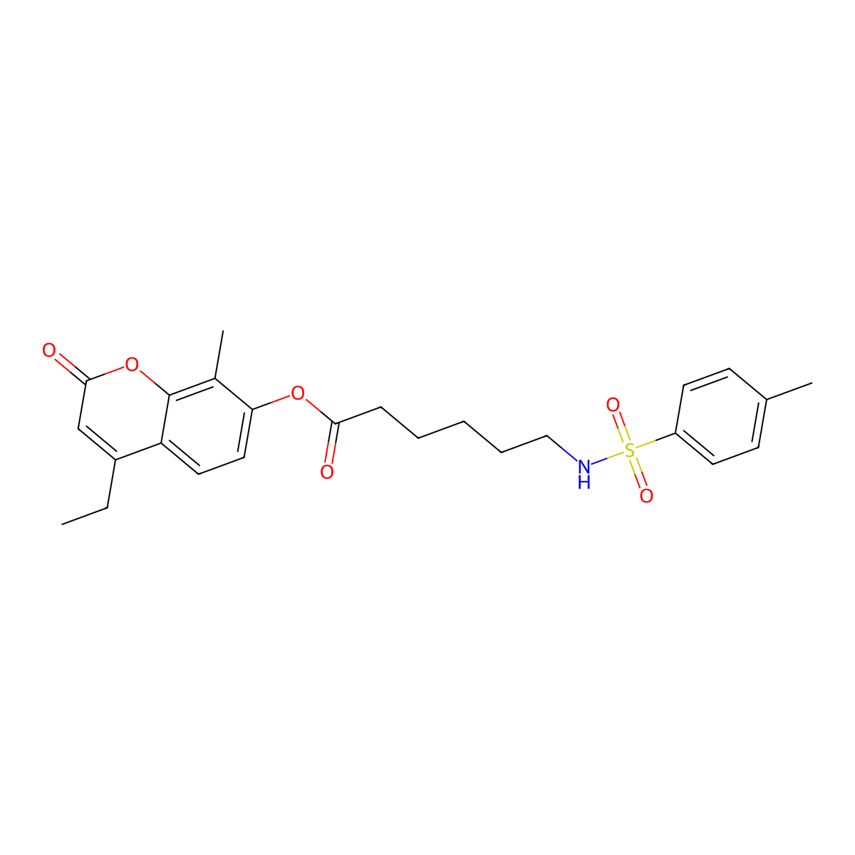 4-ethyl-8-methyl-2-oxo-2H-chromen-7-yl 6-{[(4-methylphenyl)sulfonyl]amino}hexanoate molecular structure, CAS 858744-53-3