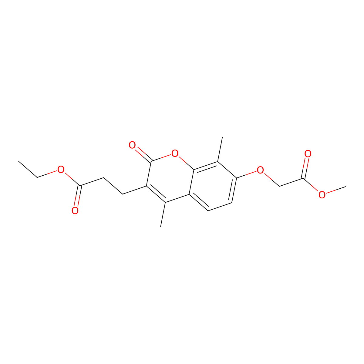 ethyl 3-[7-(2-methoxy-2-oxoethoxy)-4,8-dimethyl-2-oxo-2H-chromen-3-yl]propanoate molecular structure, CAS 858744-68-0