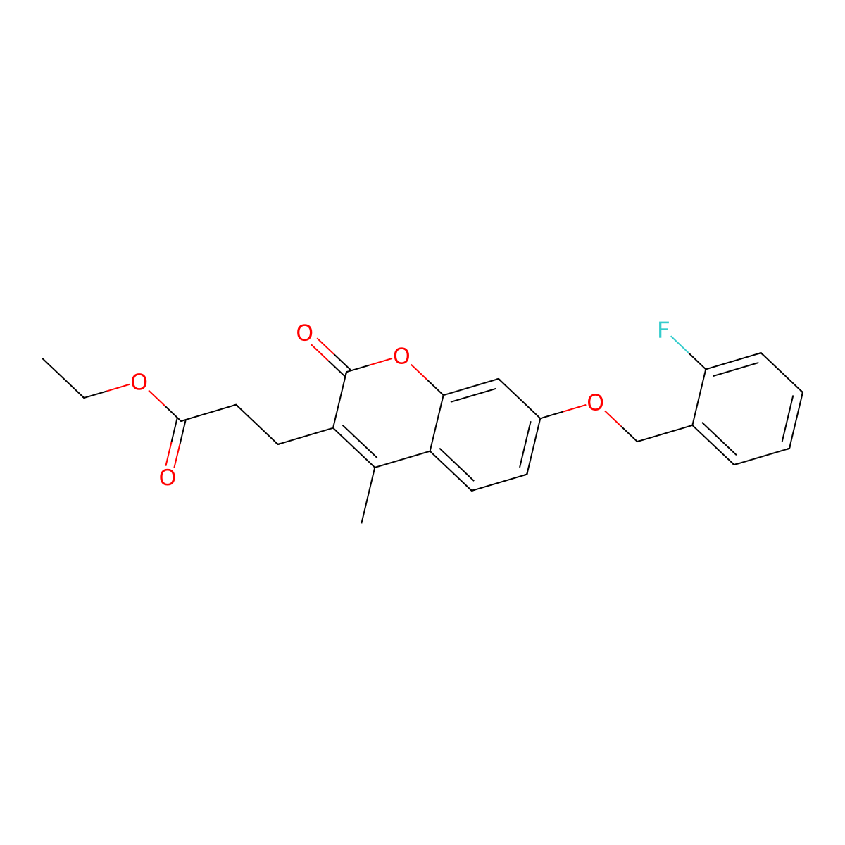 ethyl 3-{7-[(2-fluorobenzyl)oxy]-4-methyl-2-oxo-2H-chromen-3-yl}propanoate molecular structure, CAS 858744-73-7