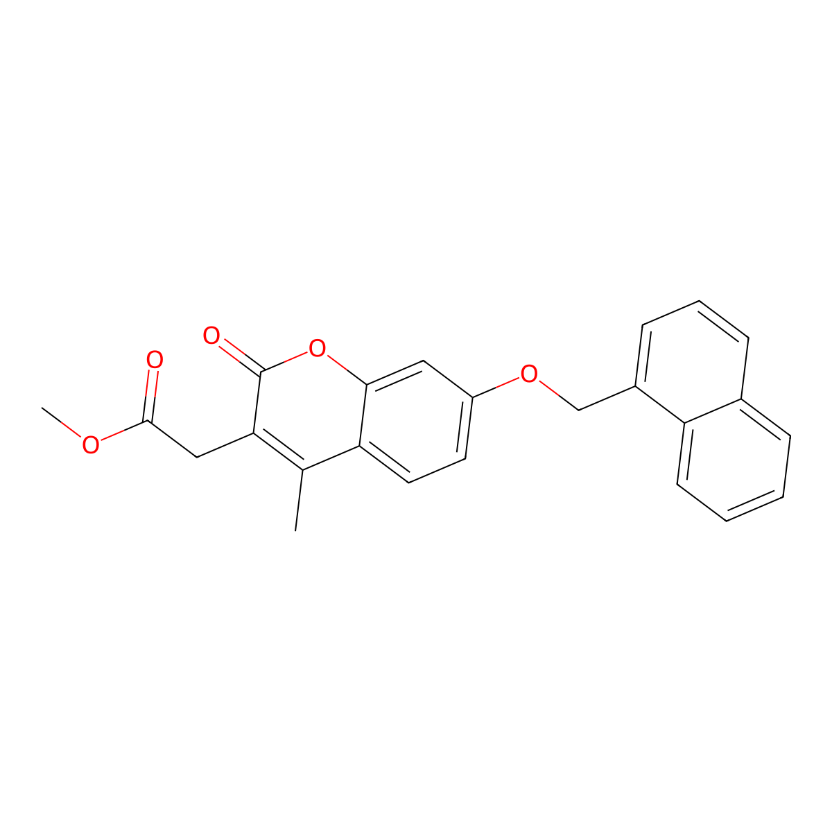 methyl [4-methyl-7-(naphthalen-1-ylmethoxy)-2-oxo-2H-chromen-3-yl]acetate molecular structure, CAS 858744-78-2
