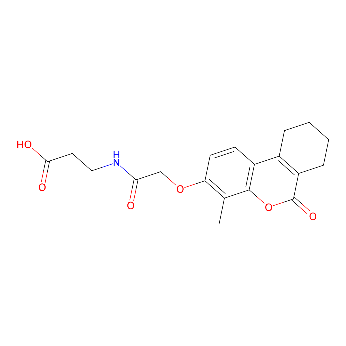 N-{[(4-methyl-6-oxo-7,8,9,10-tetrahydro-6H-benzo[c]chromen-3-yl)oxy]acetyl}-beta-alanine molecular structure, CAS 858744-79-3