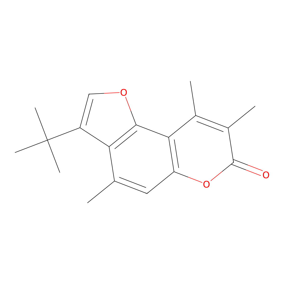 3-tert-butyl-4,8,9-trimethyl-7H-furo[2,3-f]chromen-7-one molecular structure, CAS 858744-85-1