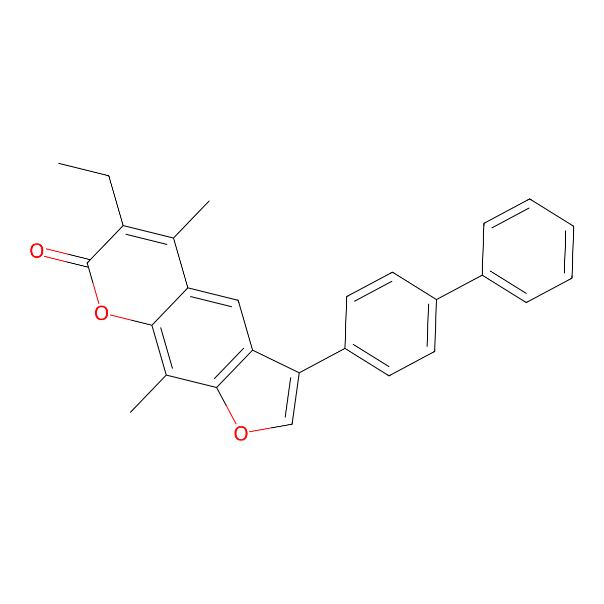 3-(biphenyl-4-yl)-6-ethyl-5,9-dimethyl-7H-furo[3,2-g]chromen-7-one molecular structure, CAS 858744-86-2