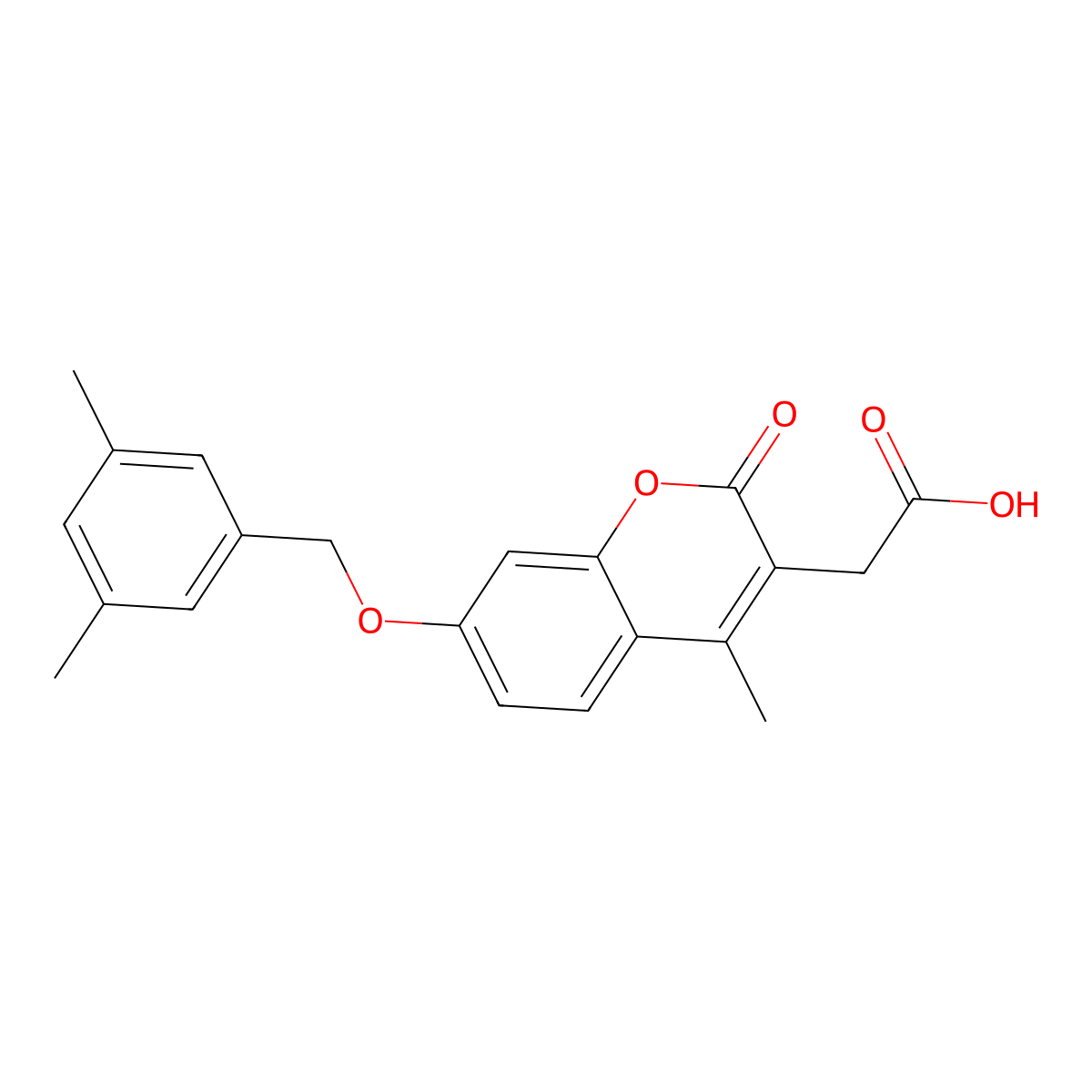{7-[(3,5-dimethylbenzyl)oxy]-4-methyl-2-oxo-2H-chromen-3-yl}acetic acid molecular structure, CAS 858745-25-2