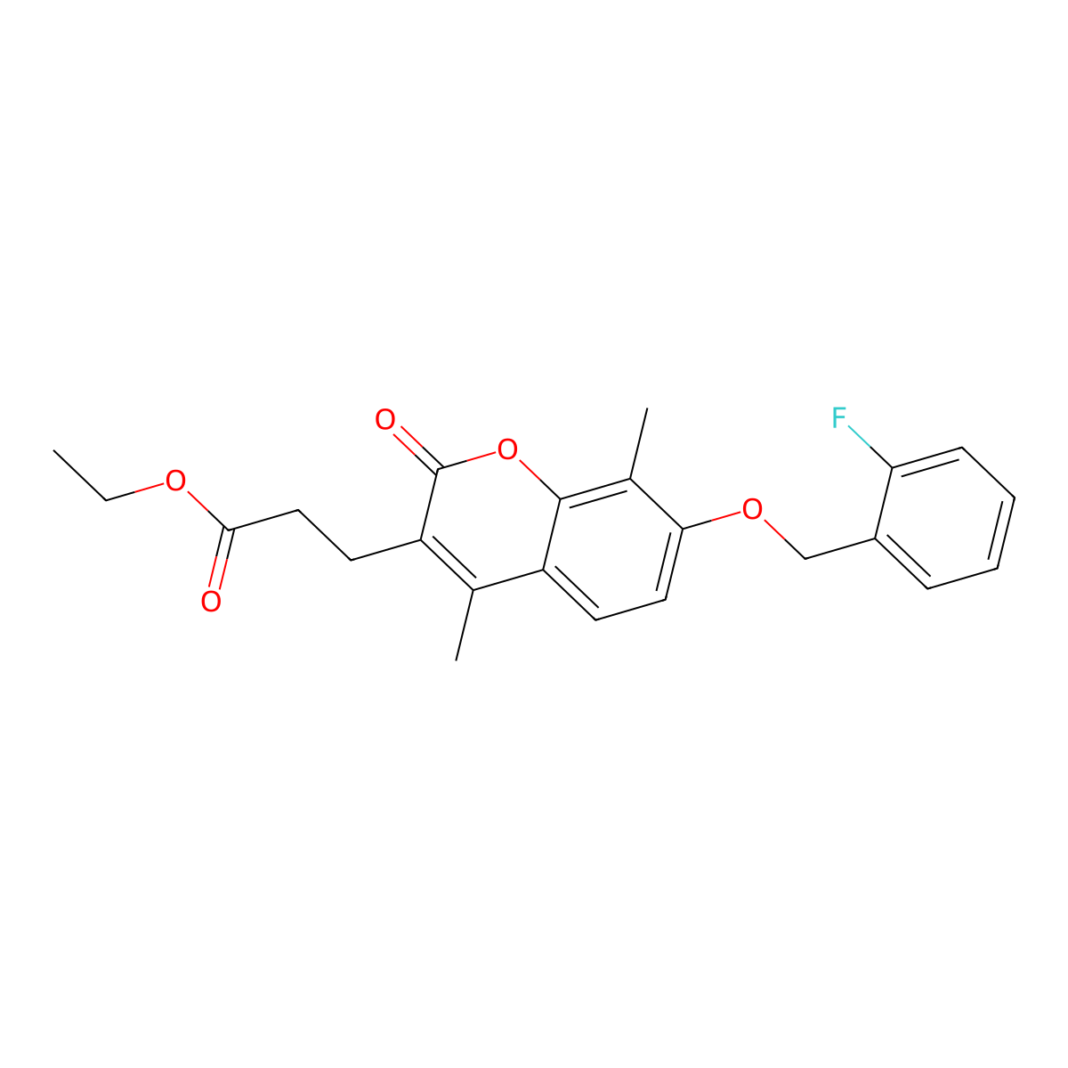 ethyl 3-{7-[(2-fluorobenzyl)oxy]-4,8-dimethyl-2-oxo-2H-chromen-3-yl}propanoate molecular structure, CAS 858745-35-4