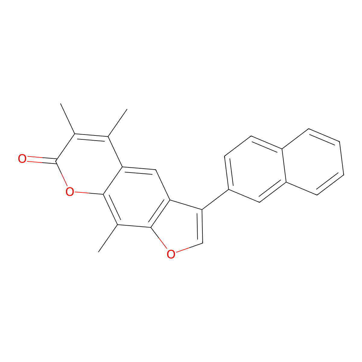 5,6,9-trimethyl-3-(naphthalen-2-yl)-7H-furo[3,2-g]chromen-7-one molecular structure, CAS 858745-61-6