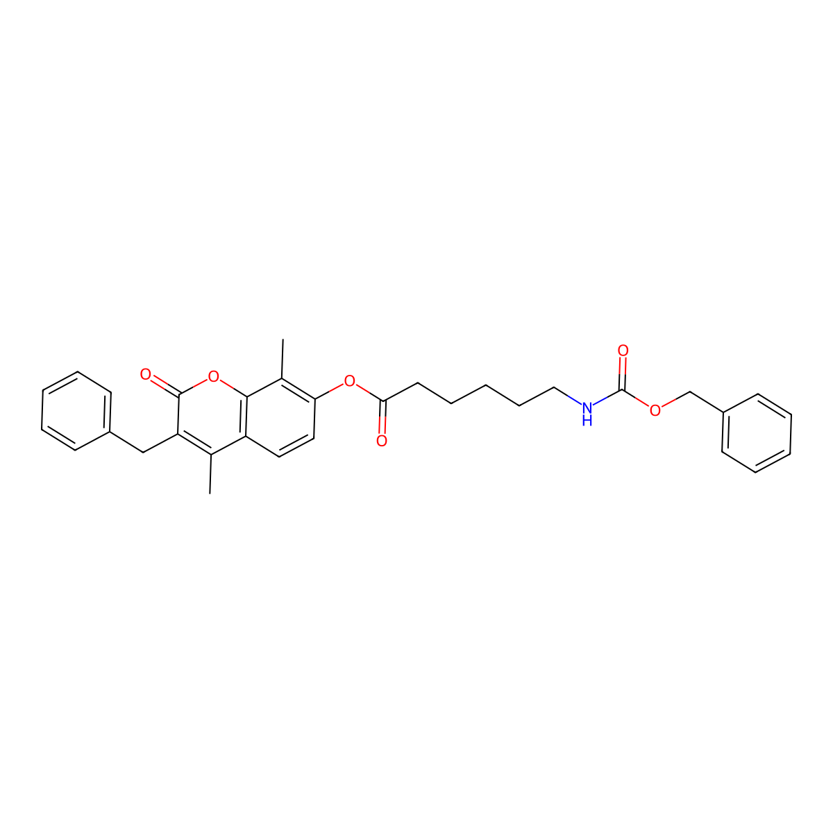 3-benzyl-4,8-dimethyl-2-oxo-2H-chromen-7-yl 6-{[(benzyloxy)carbonyl]amino}hexanoate molecular structure, CAS 858745-63-8