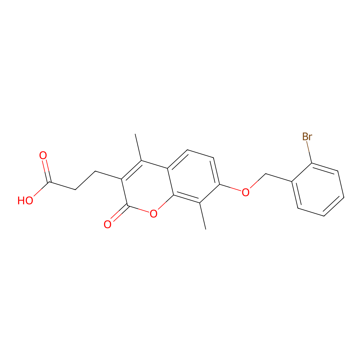 3-{7-[(2-bromobenzyl)oxy]-4,8-dimethyl-2-oxo-2H-chromen-3-yl}propanoic acid molecular structure, CAS 858745-70-7