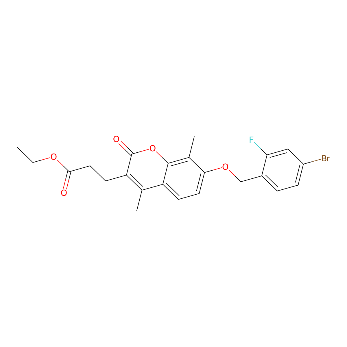 ethyl 3-{7-[(4-bromo-2-fluorobenzyl)oxy]-4,8-dimethyl-2-oxo-2H-chromen-3-yl}propanoate molecular structure, CAS 858746-03-9