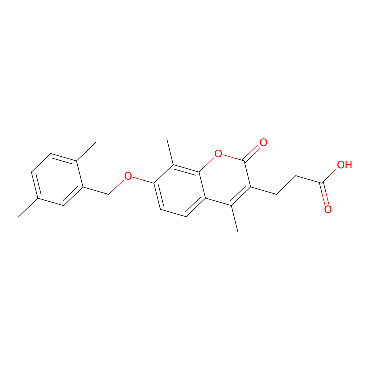 3-{7-[(2,5-dimethylbenzyl)oxy]-4,8-dimethyl-2-oxo-2H-chromen-3-yl}propanoic acid molecular structure, CAS 858746-15-3