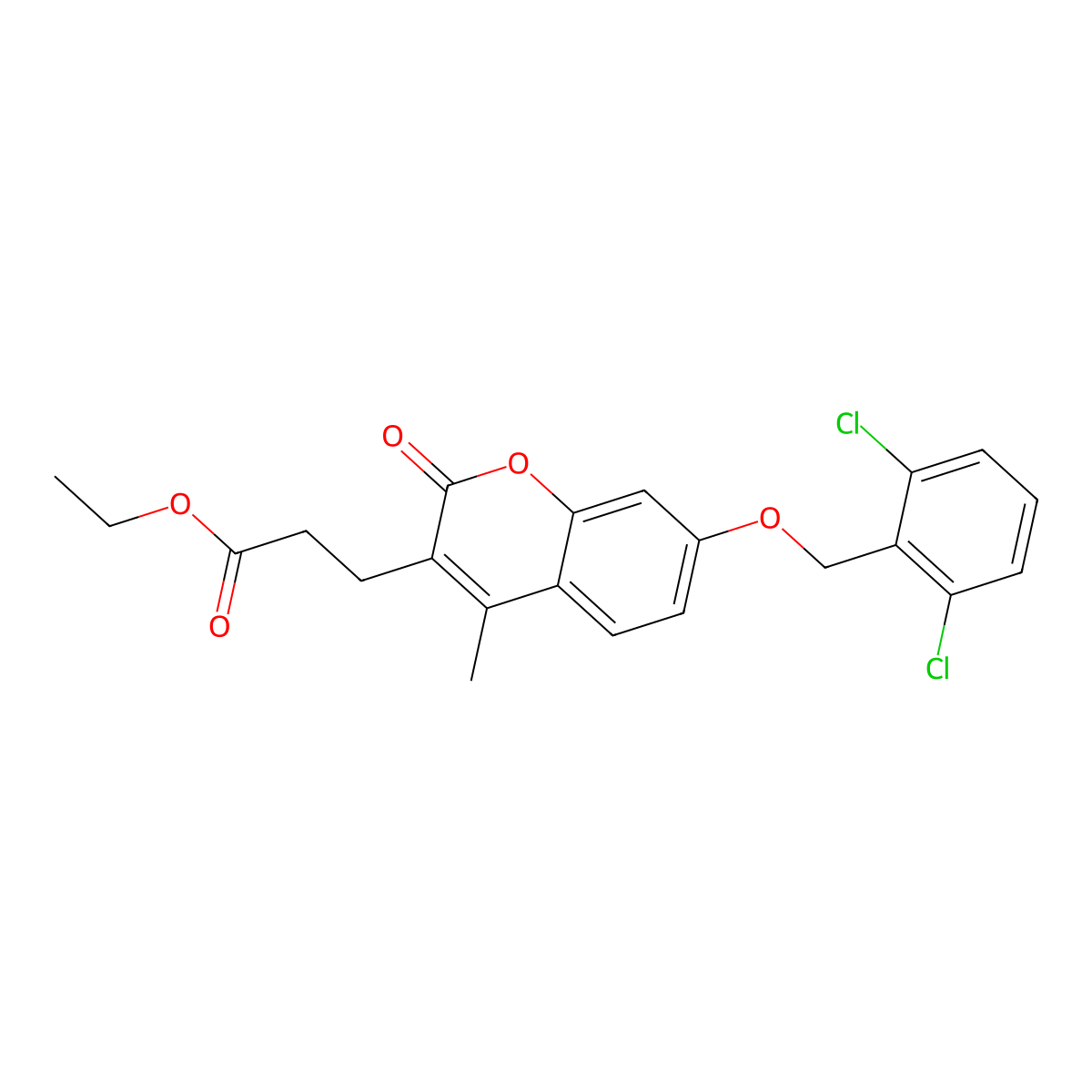 ethyl 3-{7-[(2,6-dichlorobenzyl)oxy]-4-methyl-2-oxo-2H-chromen-3-yl}propanoate molecular structure, CAS 858746-20-0