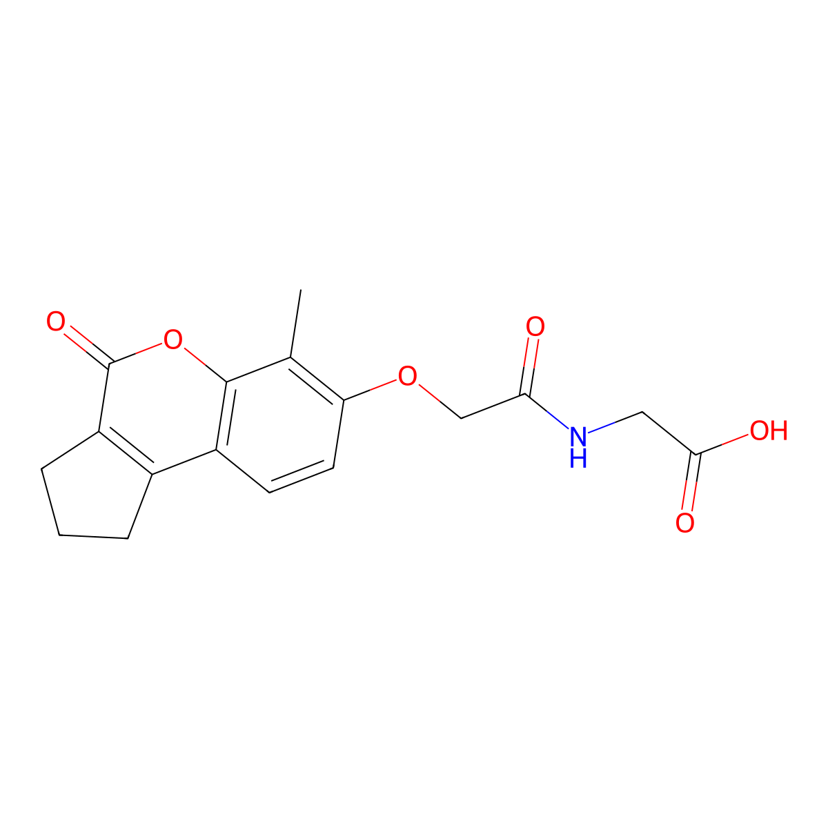 N-{[(6-methyl-4-oxo-1,2,3,4-tetrahydrocyclopenta[c]chromen-7-yl)oxy]acetyl}glycine molecular structure, CAS 858746-26-6