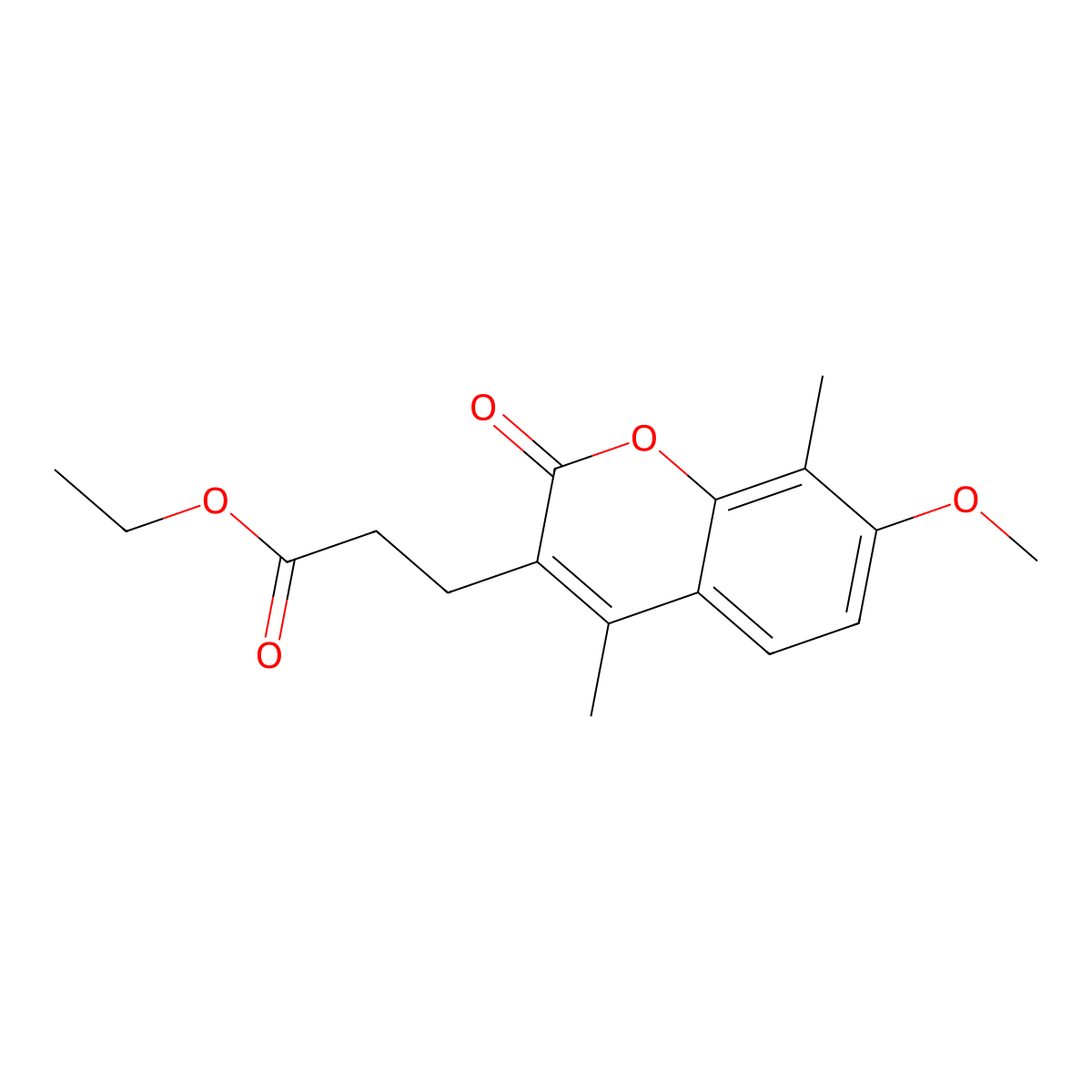 Ethyl 3-(7-methoxy-4,8-dimethyl-2-oxochromen-3-yl)propanoate molecular structure, CAS 858746-28-8
