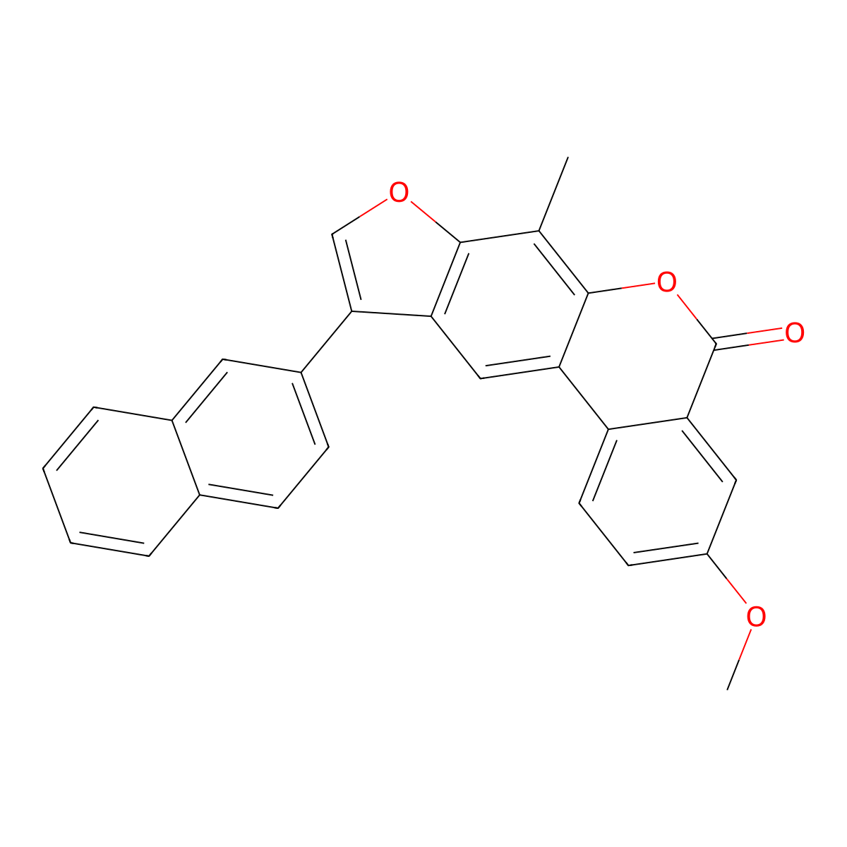 3-methoxy-7-methyl-10-(2-naphthyl)-5H-benzo[c]furo[3,2-g]chromen-5-one molecular structure, CAS 858746-30-2