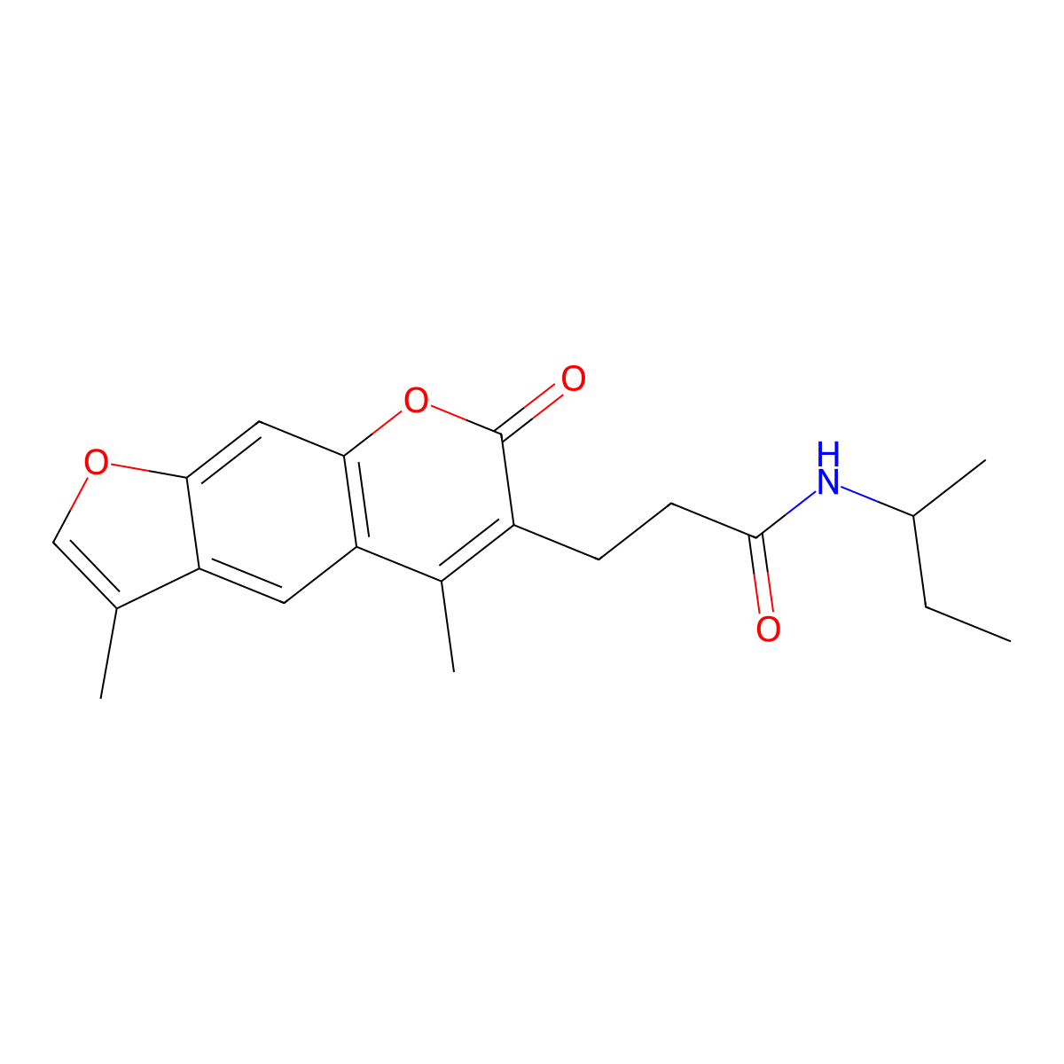 N~1~-(sec-butyl)-3-(3,5-dimethyl-7-oxo-7H-furo[3,2-g]chromen-6-yl)propanamide molecular structure, CAS 858746-44-8