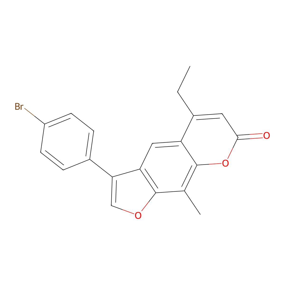 3-(4-bromophenyl)-5-ethyl-9-methyl-7H-furo[3,2-g]chromen-7-one molecular structure, CAS 858746-50-6