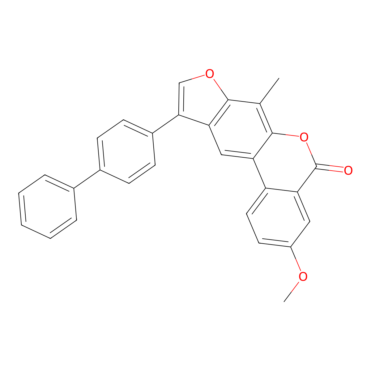 10-(4-biphenylyl)-3-methoxy-7-methyl-5H-benzo[c]furo[3,2-g]chromen-5-one molecular structure, CAS 858746-54-0