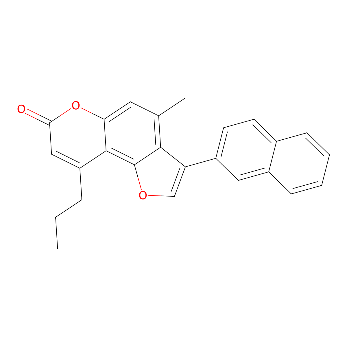 4-methyl-3-(naphthalen-2-yl)-9-propyl-7H-furo[2,3-f]chromen-7-one molecular structure, CAS 858746-60-8