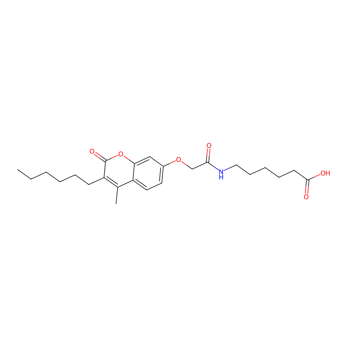6-({[(3-hexyl-4-methyl-2-oxo-2H-chromen-7-yl)oxy]acetyl}amino)hexanoic acid molecular structure, CAS 858746-78-8