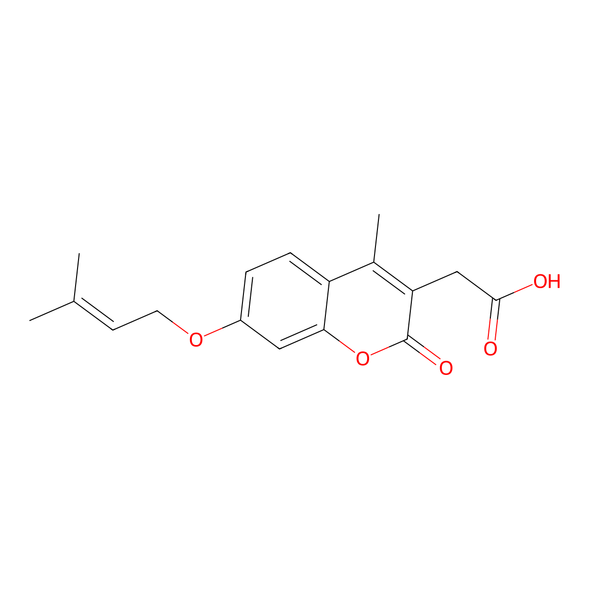 {4-methyl-7-[(3-methylbut-2-en-1-yl)oxy]-2-oxo-2H-chromen-3-yl}acetic acid molecular structure, CAS 858747-03-2