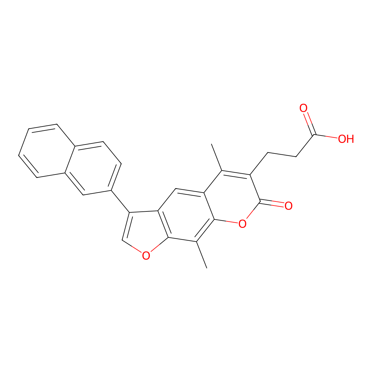 3-[5,9-dimethyl-3-(2-naphthyl)-7-oxo-7H-furo[3,2-g]chromen-6-yl]propanoic acid molecular structure, CAS 858747-04-3