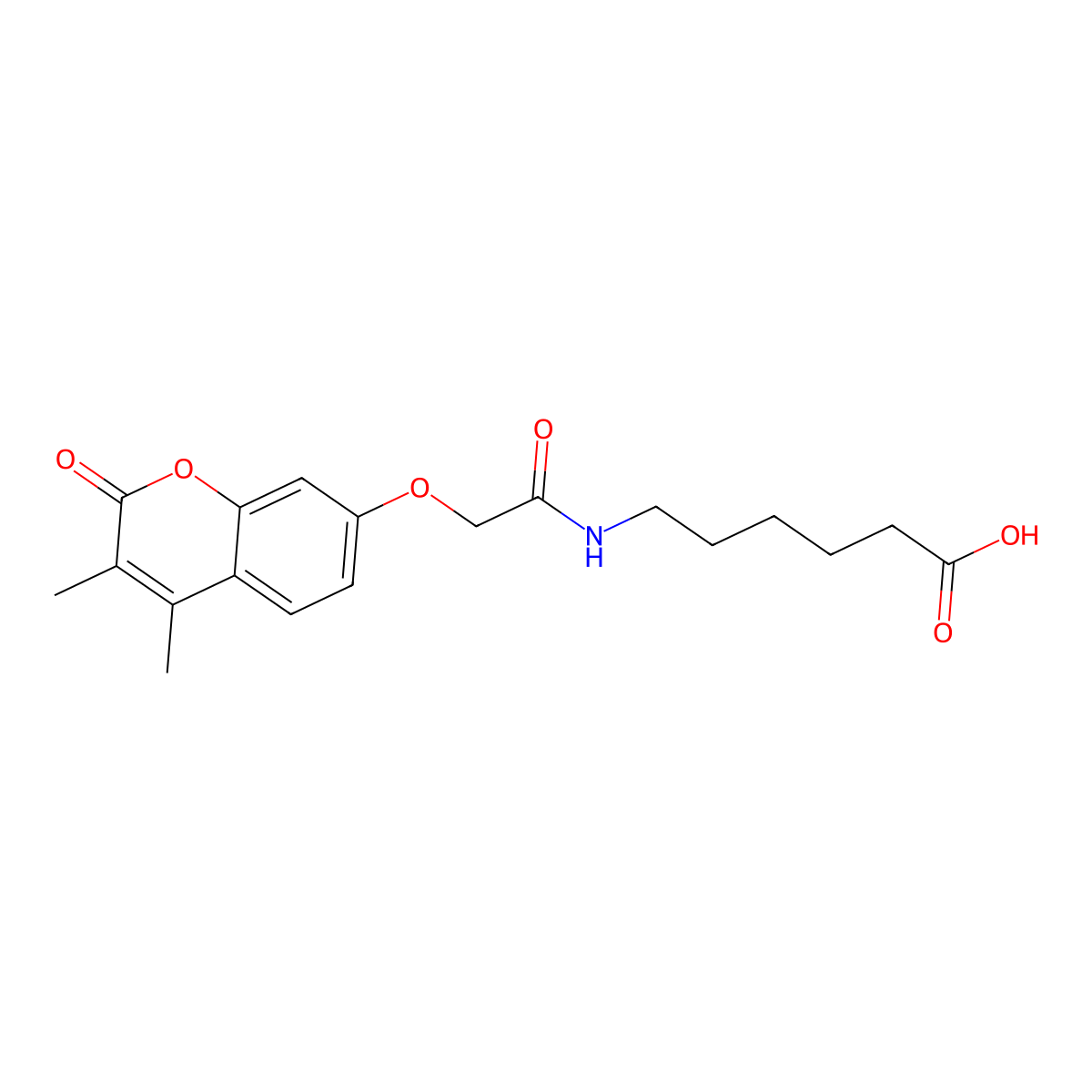 6-({[(3,4-dimethyl-2-oxo-2H-chromen-7-yl)oxy]acetyl}amino)hexanoic acid molecular structure, CAS 858747-08-7
