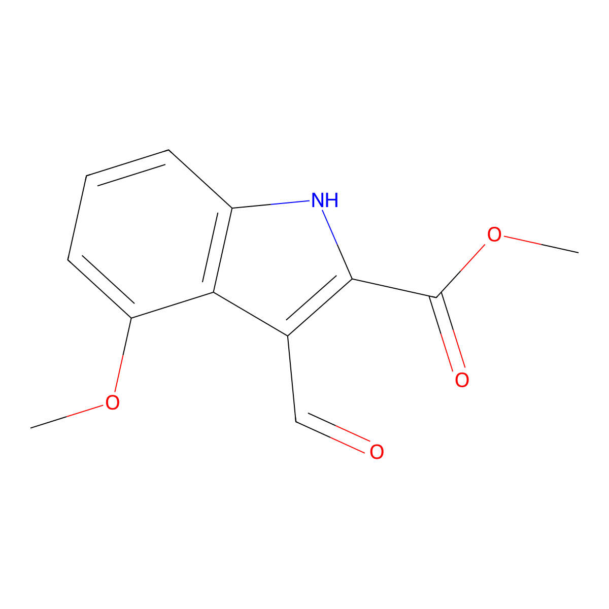 methyl 3-formyl-4-methoxy-1H-indole-2-carboxylate molecular structure, CAS 858747-09-8