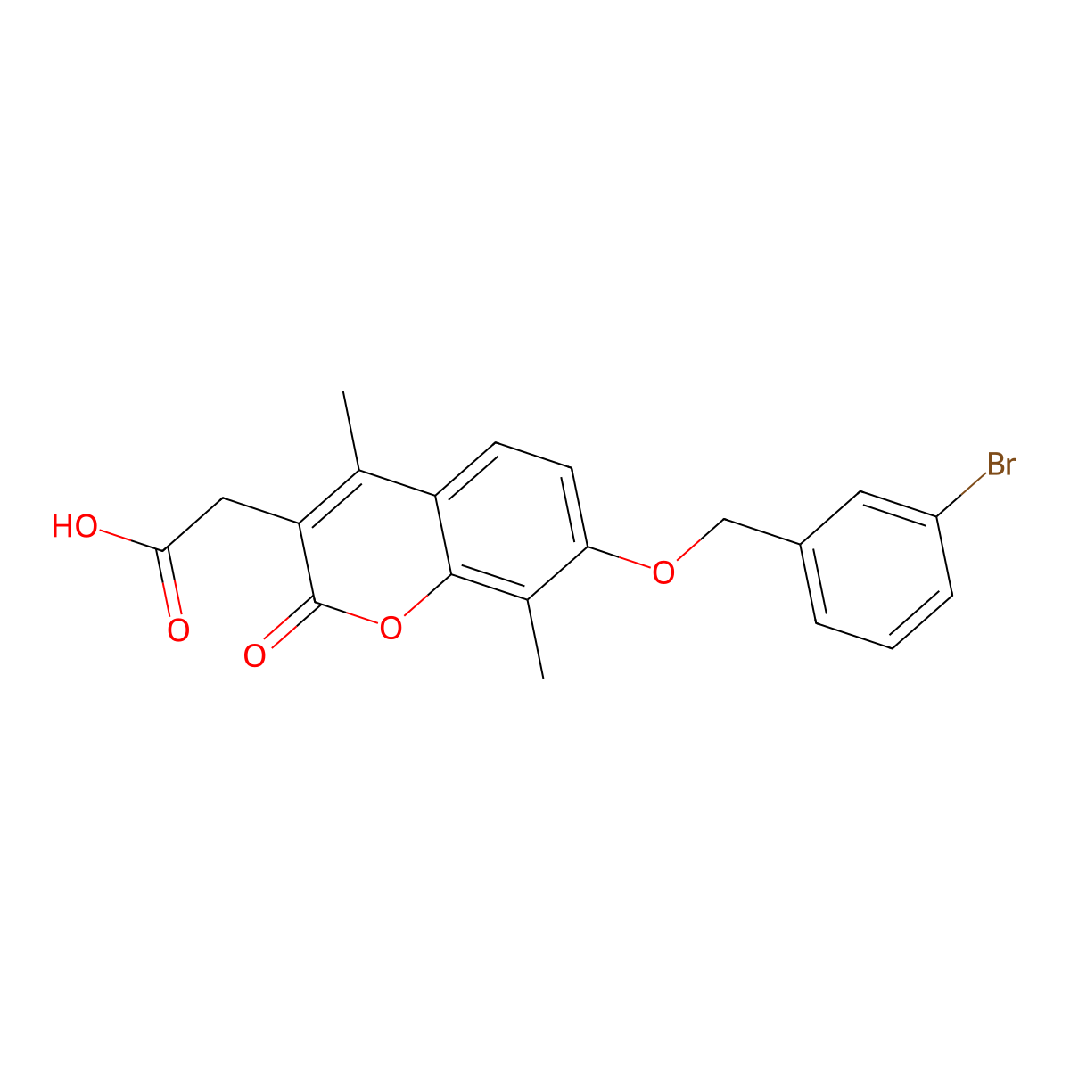 {7-[(3-bromobenzyl)oxy]-4,8-dimethyl-2-oxo-2H-chromen-3-yl}acetic acid molecular structure, CAS 858747-13-4