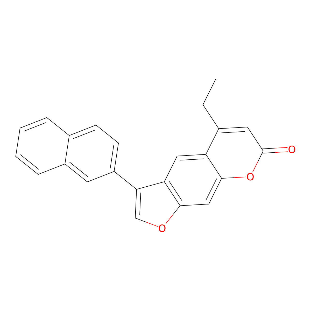 5-ethyl-3-(naphthalen-2-yl)-7H-furo[3,2-g]chromen-7-one molecular structure, CAS 858747-18-9