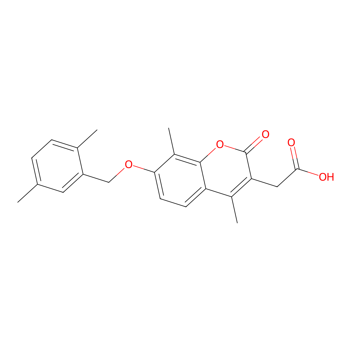 {7-[(2,5-dimethylbenzyl)oxy]-4,8-dimethyl-2-oxo-2H-chromen-3-yl}acetic acid molecular structure, CAS 858747-29-2