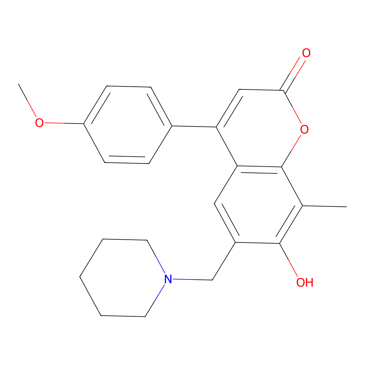 7-hydroxy-4-(4-methoxyphenyl)-8-methyl-6-(piperidinomethyl)-2H-chromen-2-one molecular structure, CAS 858747-33-8