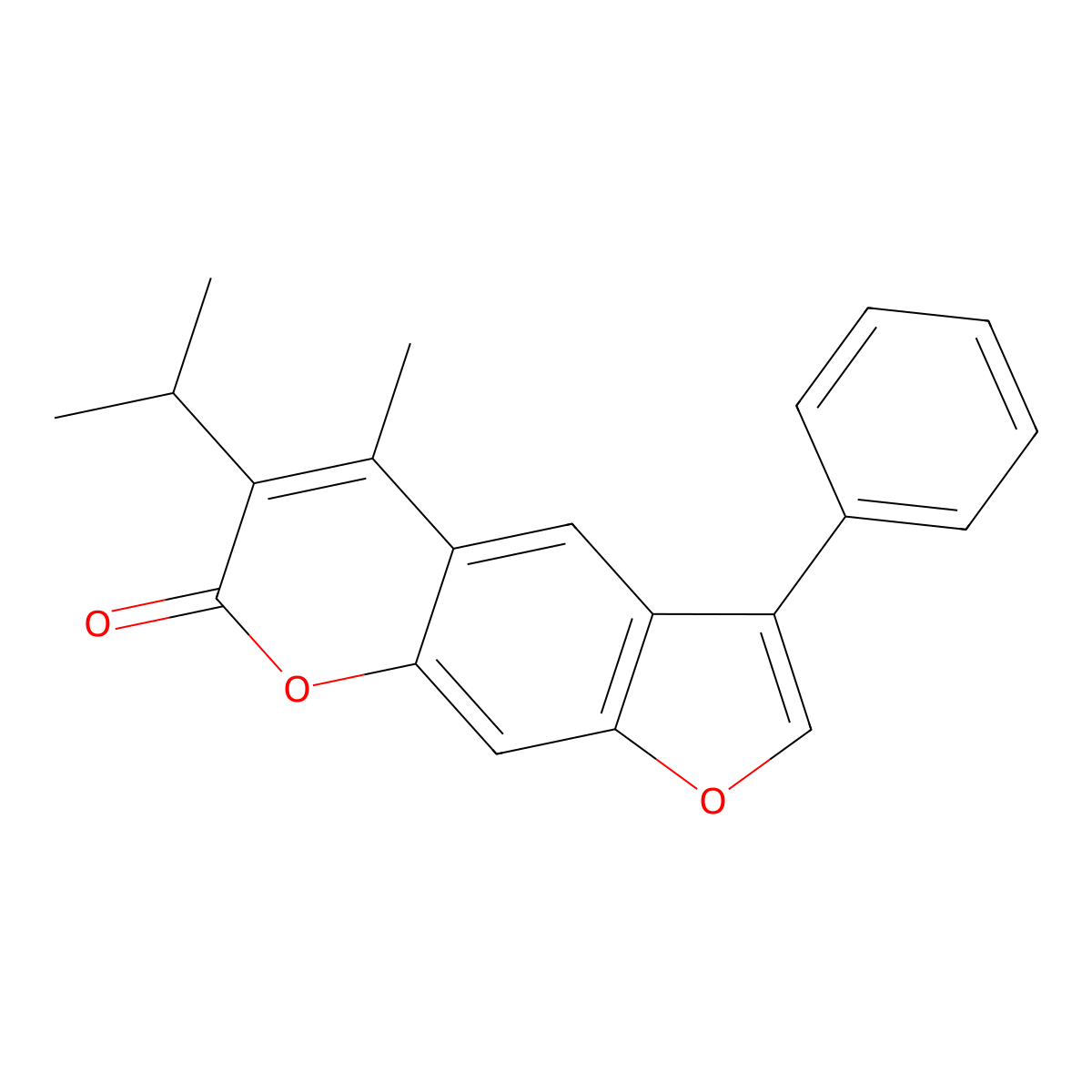 6-isopropyl-5-methyl-3-phenyl-7H-furo[3,2-g]chromen-7-one molecular structure, CAS 858747-41-8