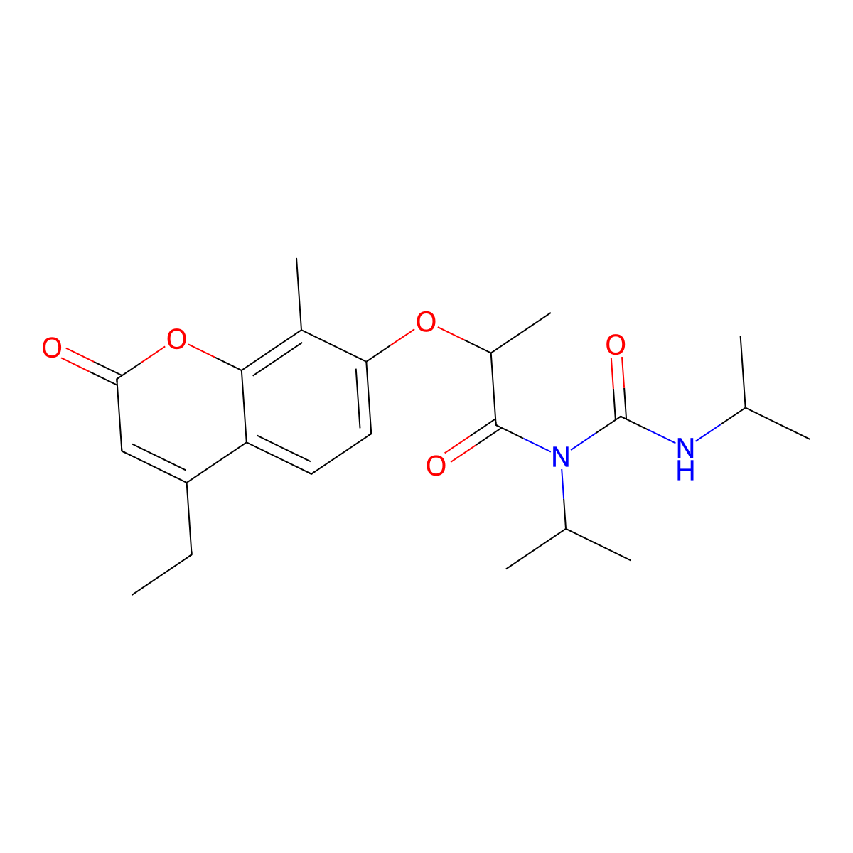N-{2-[(4-ethyl-8-methyl-2-oxo-2H-chromen-7-yl)oxy]propanoyl}-N,N'-diisopropylurea molecular structure, CAS 858747-68-9