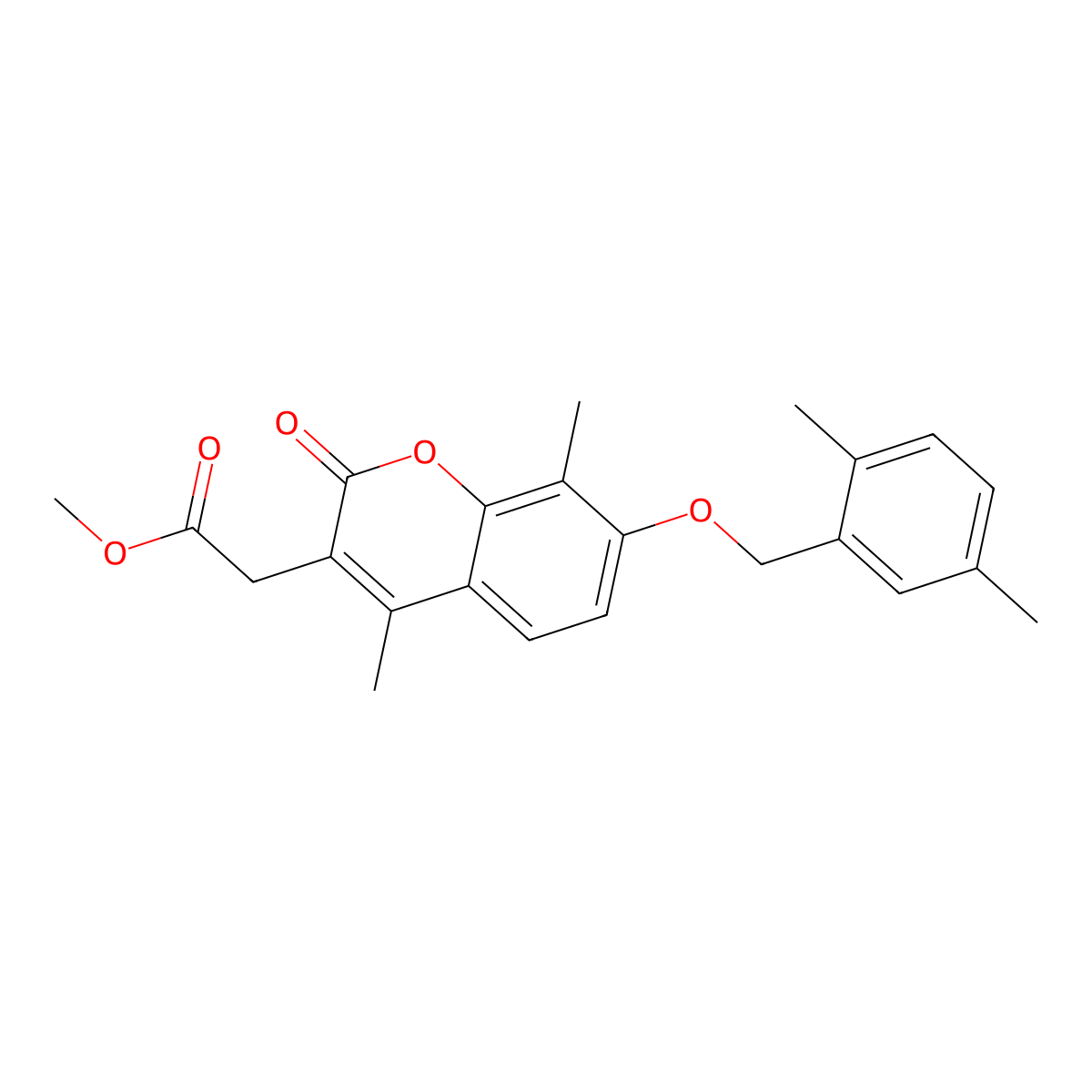 methyl {7-[(2,5-dimethylbenzyl)oxy]-4,8-dimethyl-2-oxo-2H-chromen-3-yl}acetate molecular structure, CAS 858747-88-3