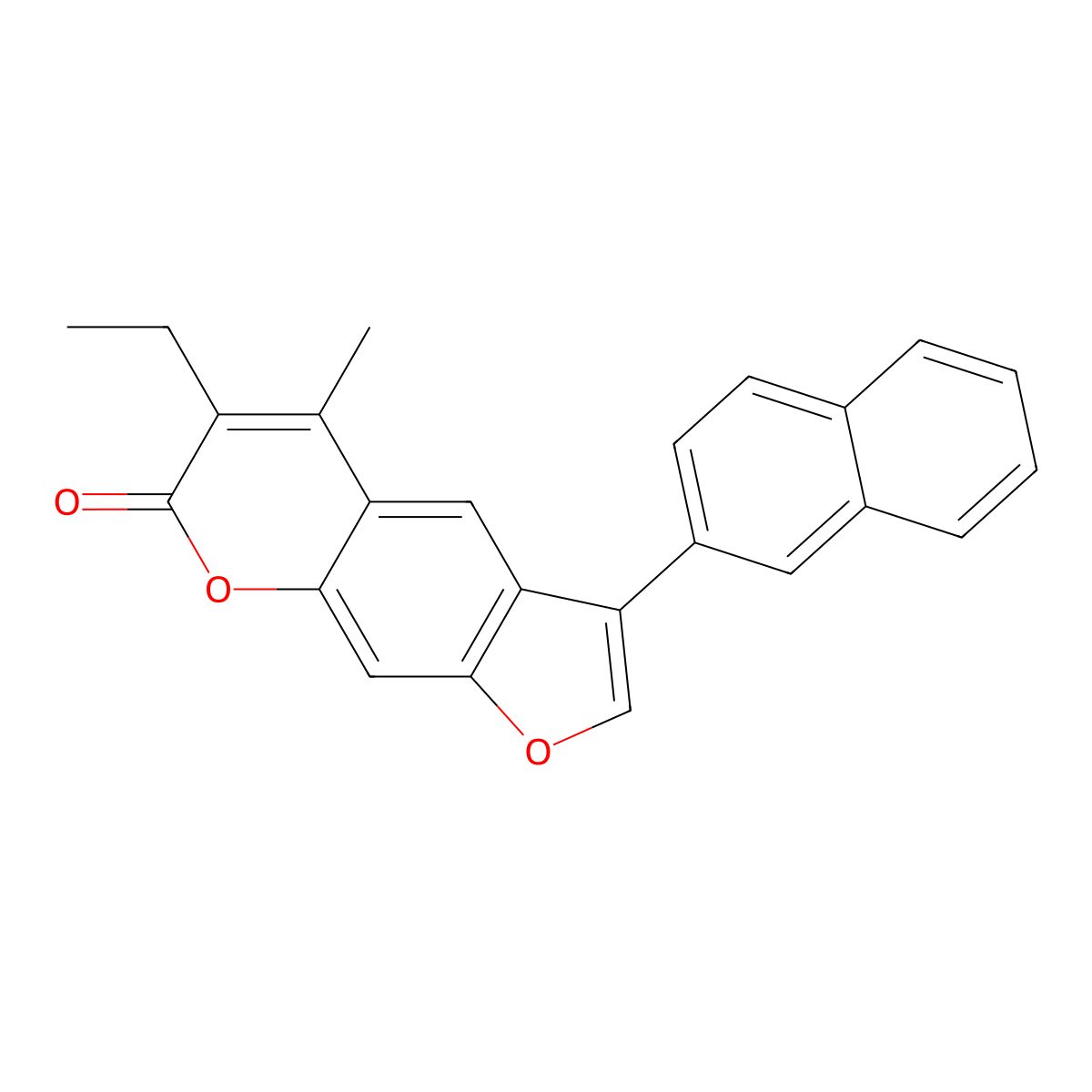 6-ethyl-5-methyl-3-(naphthalen-2-yl)-7H-furo[3,2-g]chromen-7-one molecular structure, CAS 858747-89-4