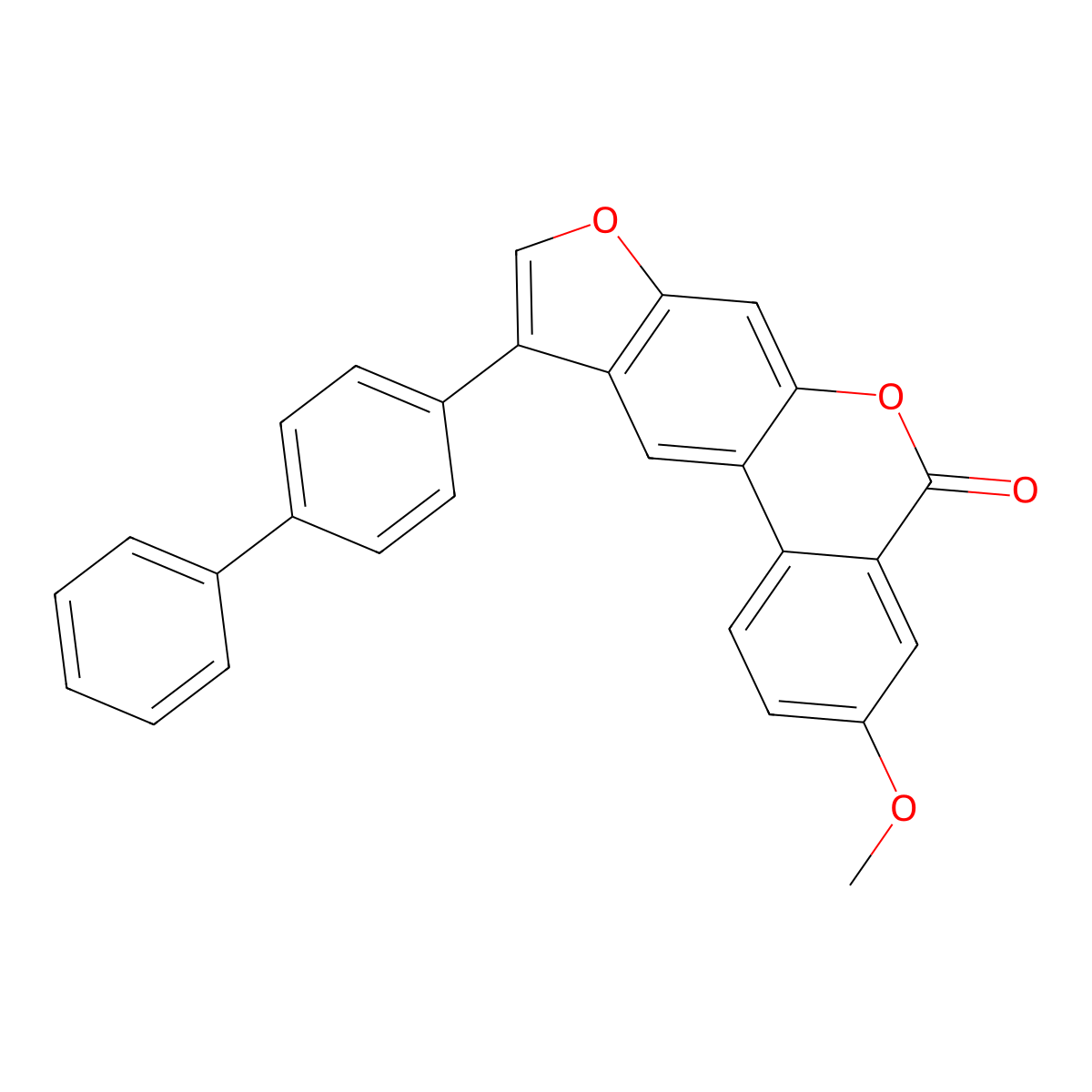 10-(4-biphenylyl)-3-methoxy-5H-benzo[c]furo[3,2-g]chromen-5-one molecular structure, CAS 858747-98-5