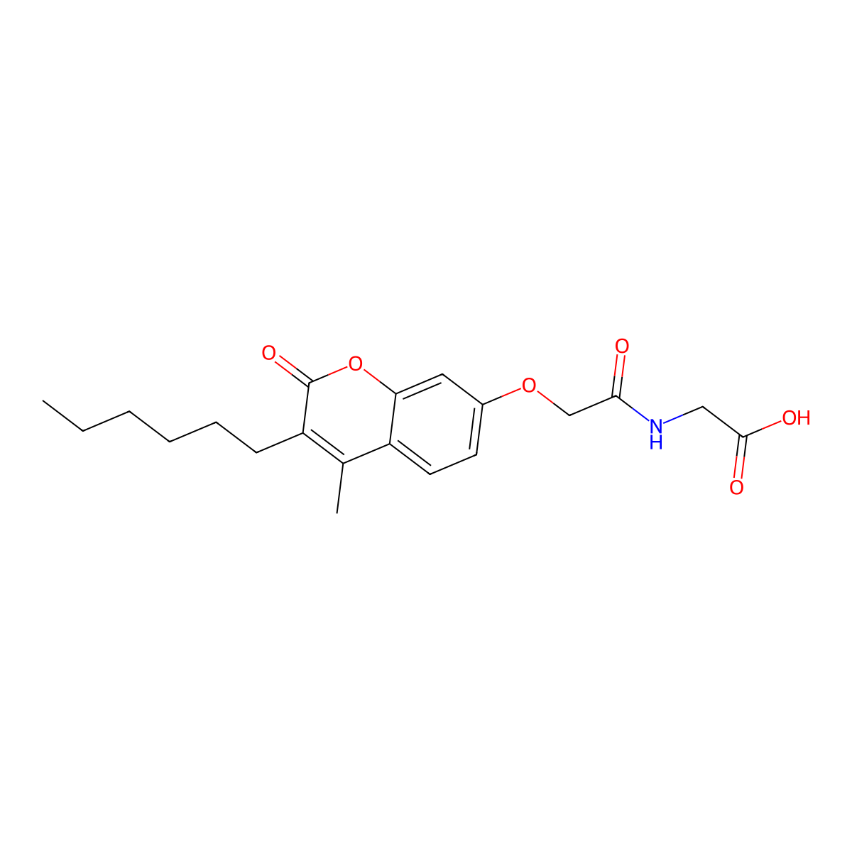 N-{[(3-hexyl-4-methyl-2-oxo-2H-chromen-7-yl)oxy]acetyl}glycine molecular structure, CAS 858748-02-4