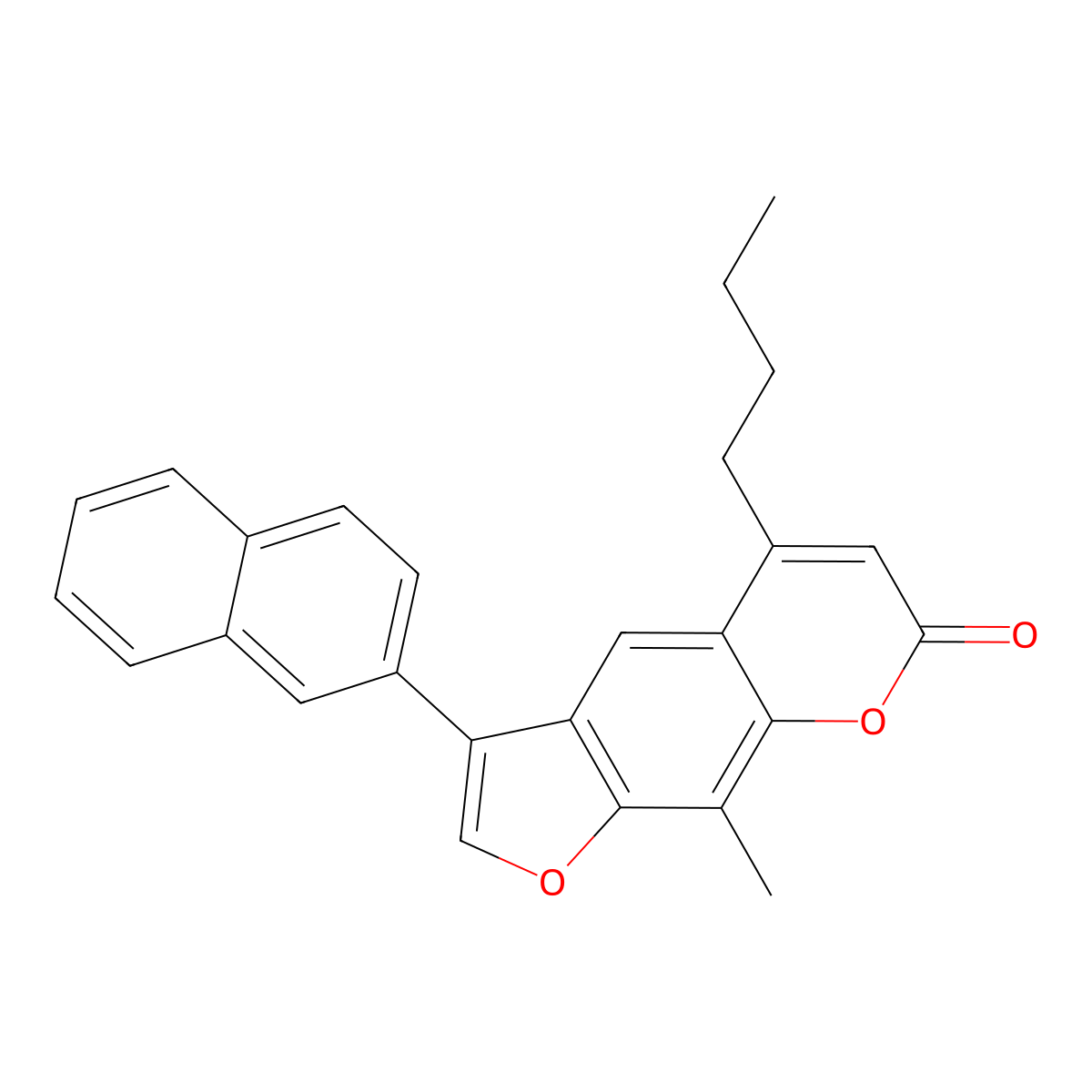 5-butyl-9-methyl-3-(naphthalen-2-yl)-7H-furo[3,2-g]chromen-7-one molecular structure, CAS 858748-04-6