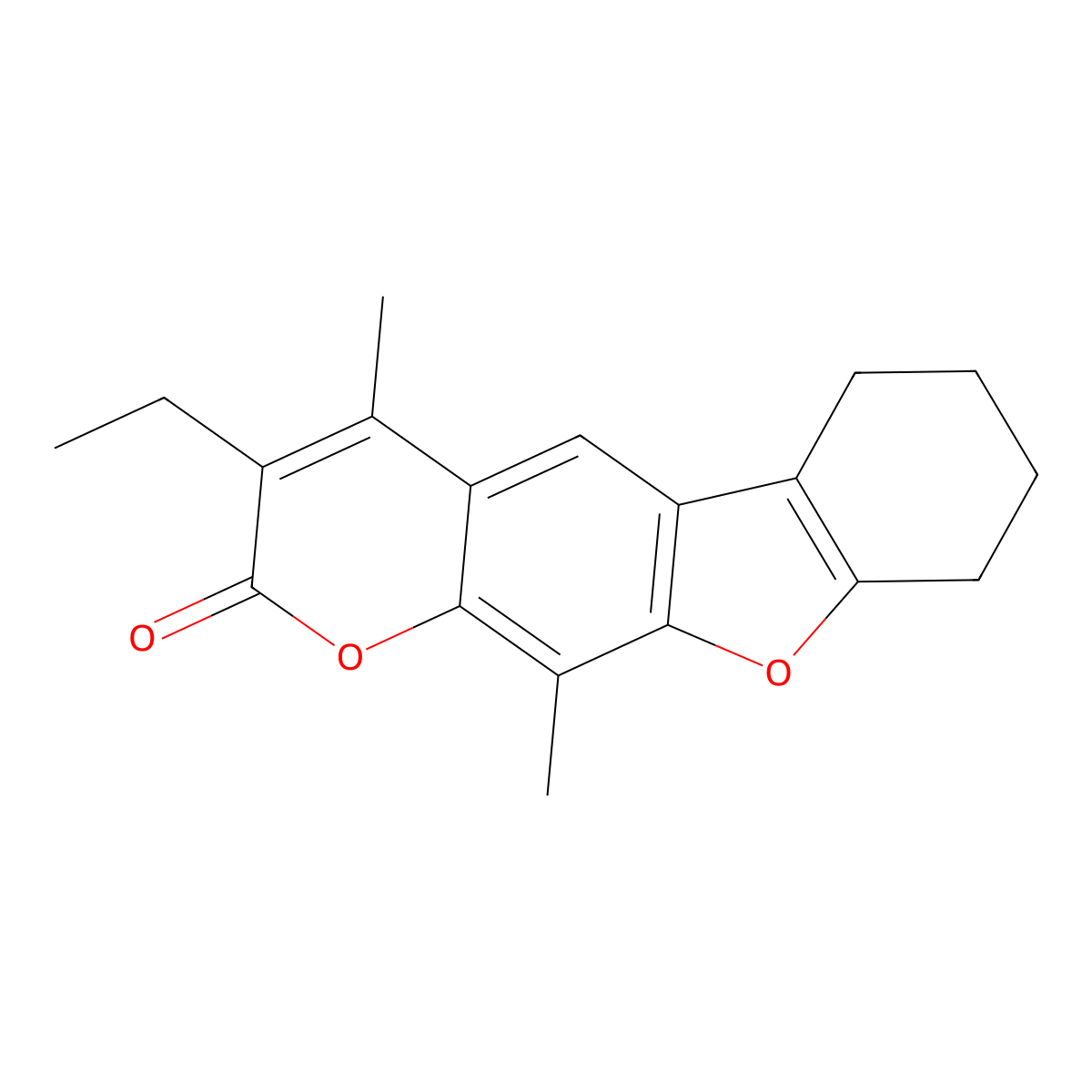3-ethyl-4,11-dimethyl-6,7,8,9-tetrahydro-2H-[1]benzofuro[3,2-g]chromen-2-one molecular structure, CAS 858748-05-7