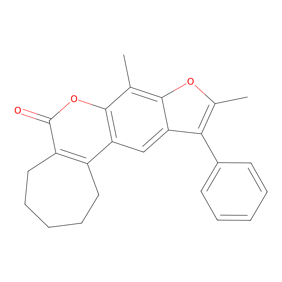 8,10-dimethyl-11-phenyl-2,3,4,5-tetrahydrocyclohepta[c]furo[3,2-g]chromen-6(1H)-one molecular structure, CAS 858748-06-8