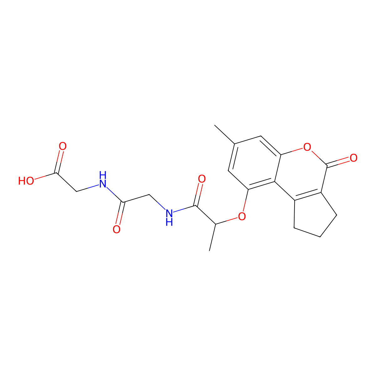 N-{2-[(7-methyl-4-oxo-1,2,3,4-tetrahydrocyclopenta[c]chromen-9-yl)oxy]propanoyl}glycylglycine molecular structure, CAS 858748-07-9