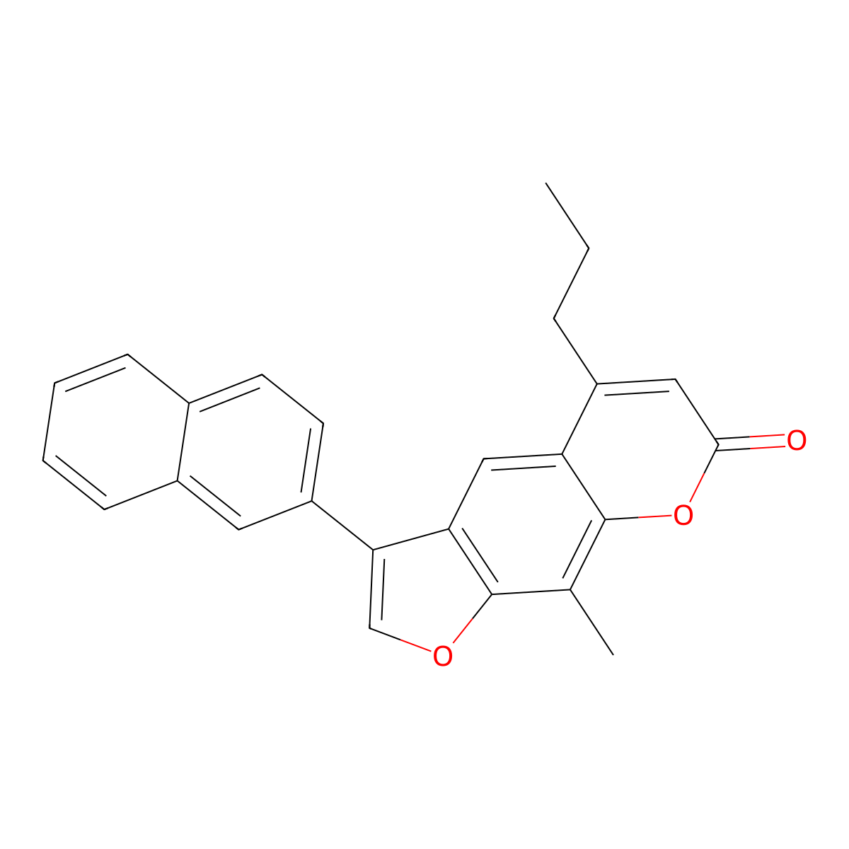9-methyl-3-(naphthalen-2-yl)-5-propyl-7H-furo[3,2-g]chromen-7-one molecular structure, CAS 858748-14-8